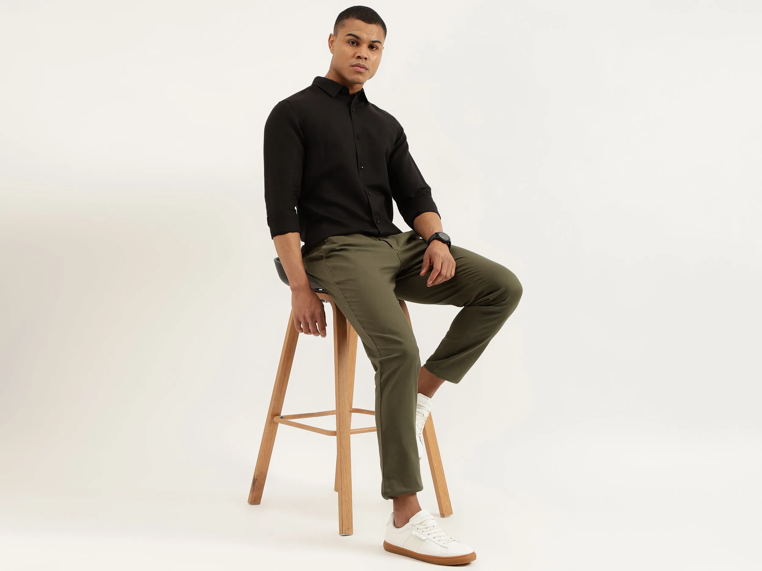 Solid Slim Fit Trousers