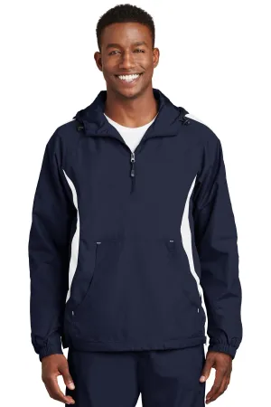 Sport-Tek Colorblock Raglan Anorak. JST63 True Navy/ White