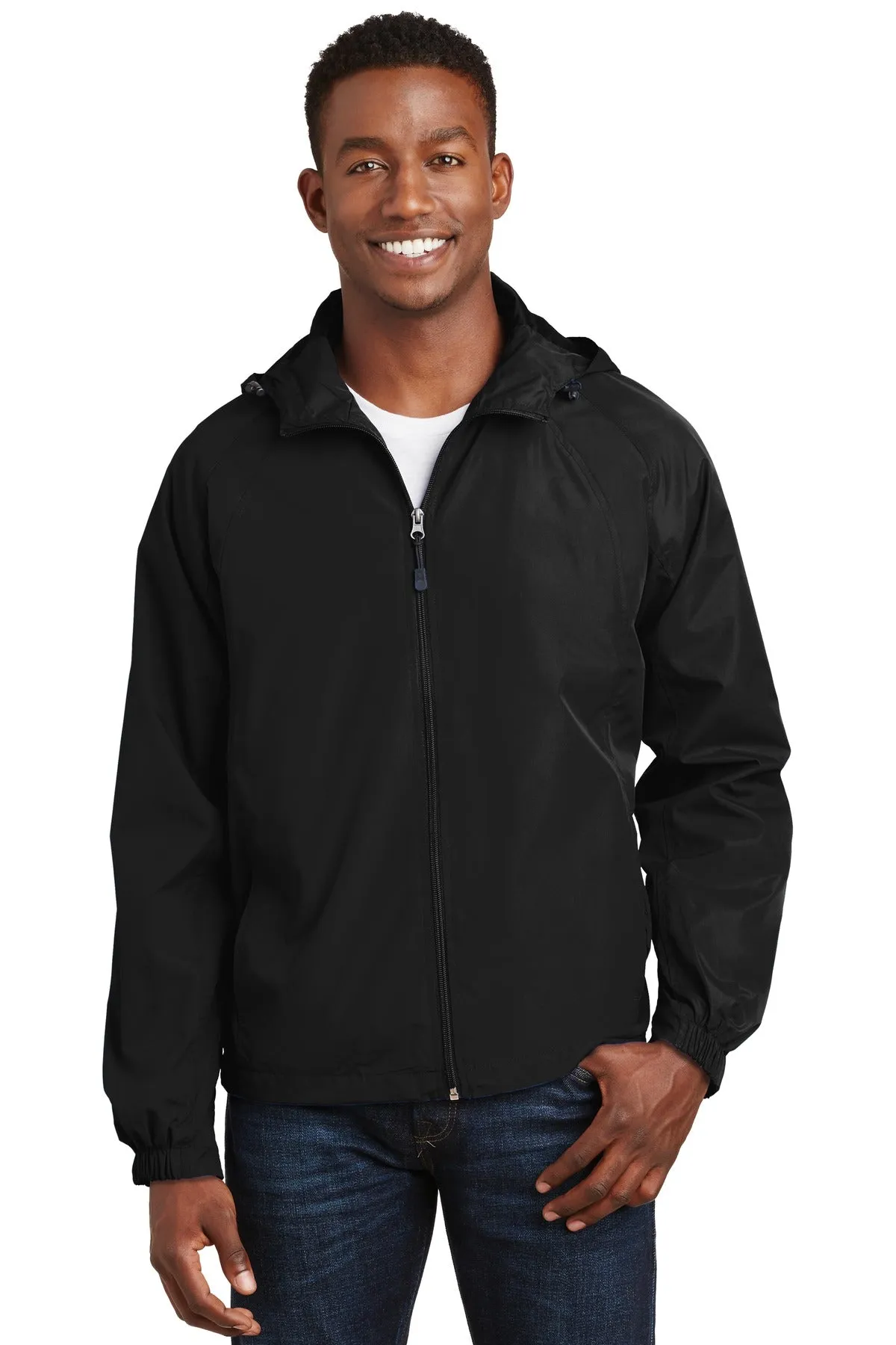 Sport-Tek Hooded Raglan Jacket. JST73 Black