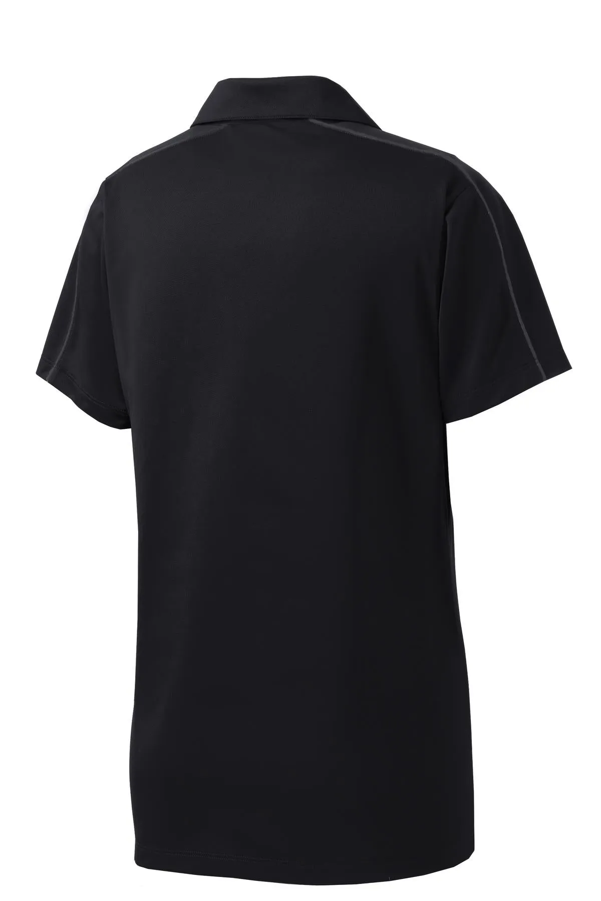 Sport-Tek Women's Micropique Sport-Wick Piped Polo. LST653 Black/ Iron Grey