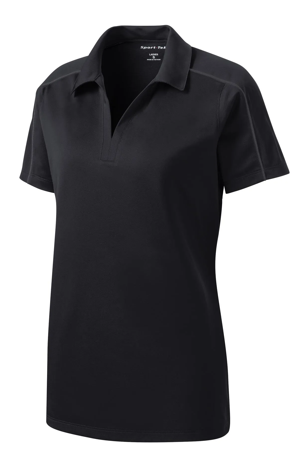 Sport-Tek Women's Micropique Sport-Wick Piped Polo. LST653 Black/ Iron Grey
