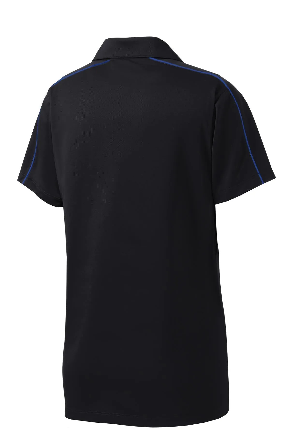 Sport-Tek Women's Micropique Sport-Wick Piped Polo. LST653 Black/ True Royal