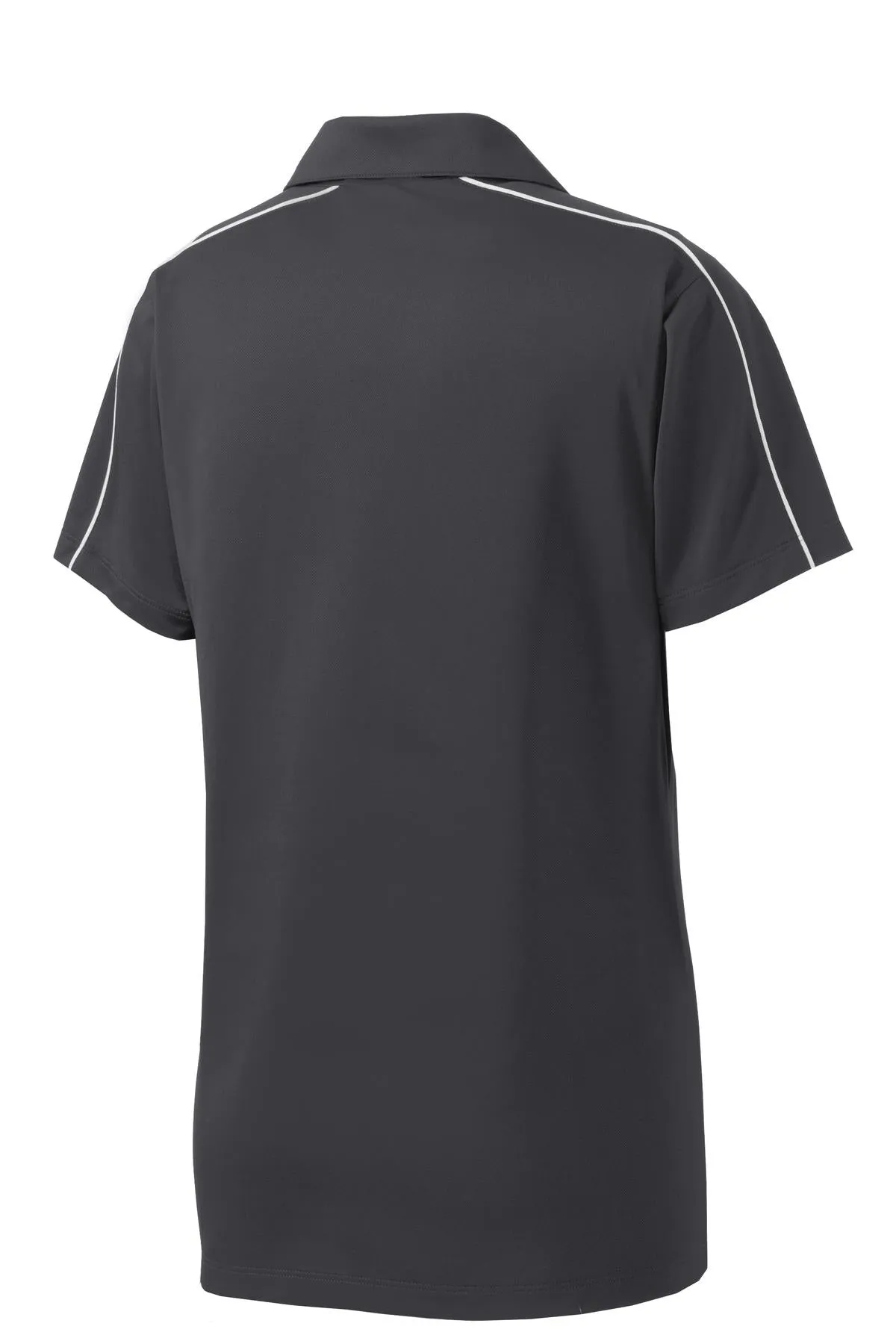 Sport-Tek Women's Micropique Sport-Wick Piped Polo. LST653 Iron Grey/ White