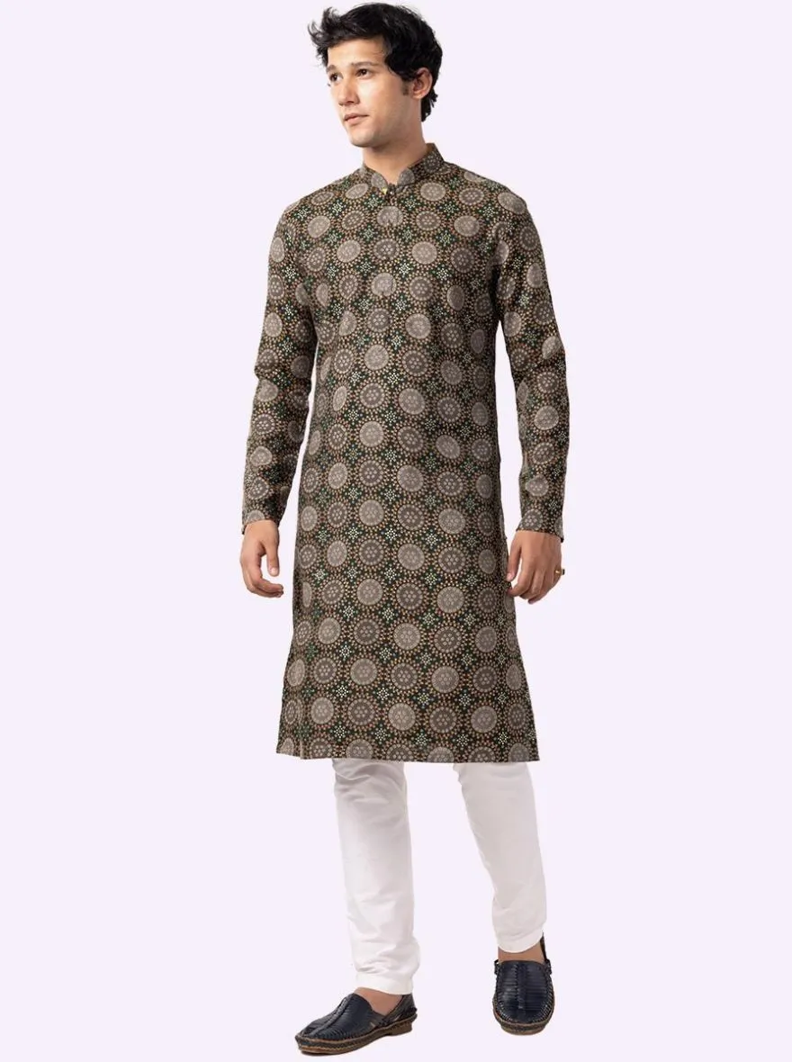 Stylish Bottle green Printed Kurta | The Kurta Company