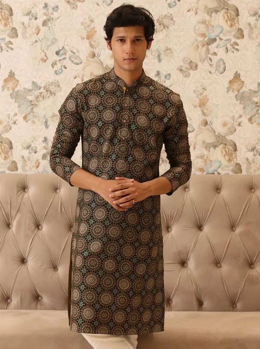 Stylish Bottle green Printed Kurta | The Kurta Company