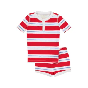 Sutton's Short Set (Unisex) - Richmond Red, Worth Avenue White, and Barbados Blue Rugby Stripe with Worth Avenue White