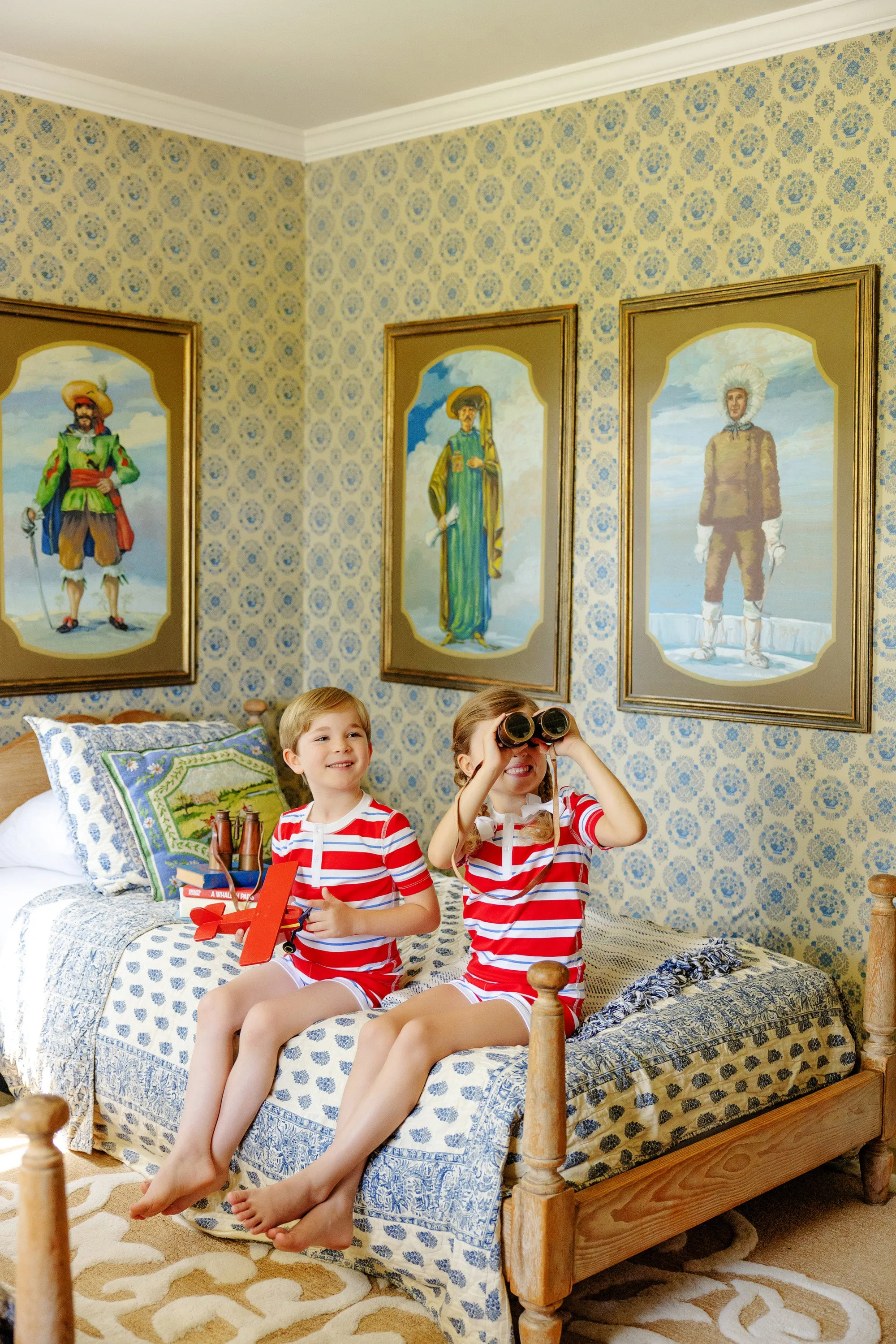 Sutton's Short Set (Unisex) - Richmond Red, Worth Avenue White, and Barbados Blue Rugby Stripe with Worth Avenue White