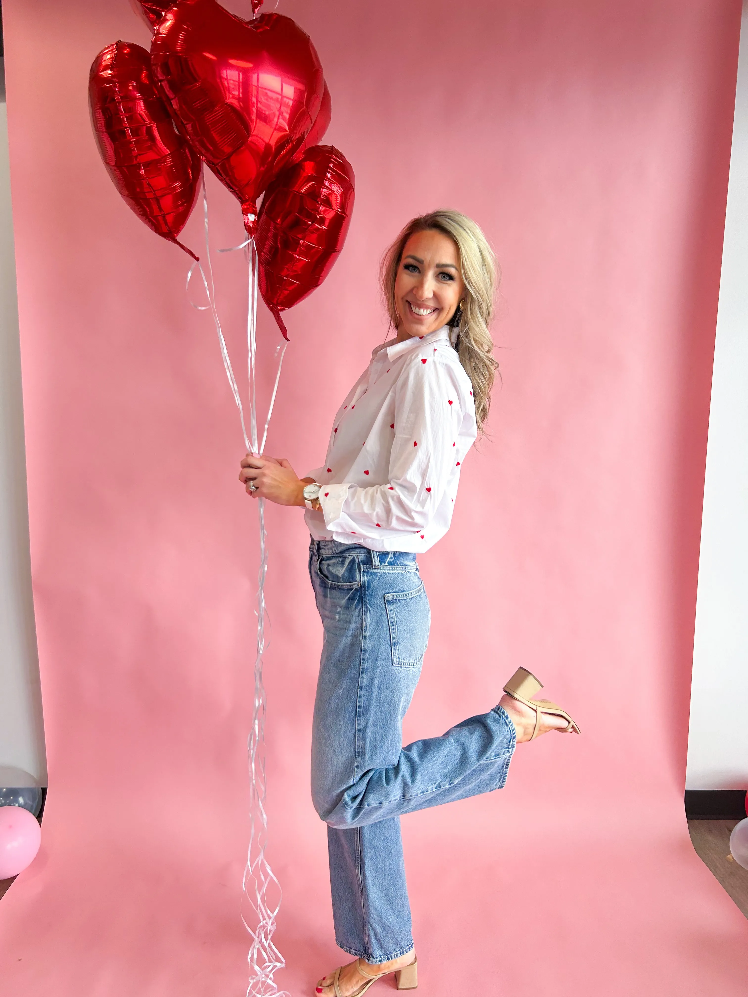 Sweetie Heart Embroidered Button Down Top