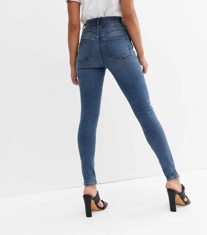Teal Vintage Wash Lift & Shape High Waist Skinny Jeans