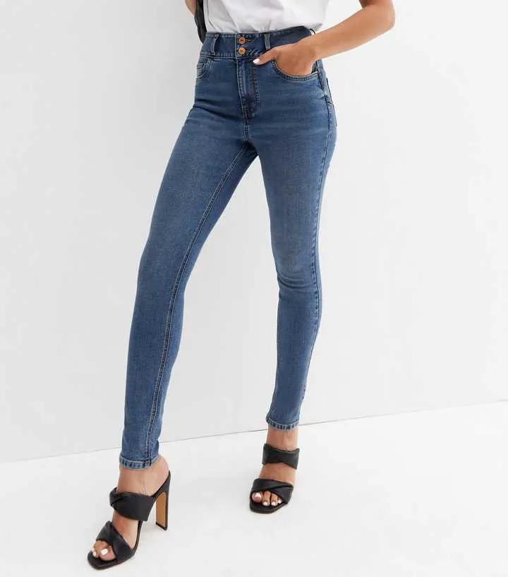 Teal Vintage Wash Lift & Shape High Waist Skinny Jeans