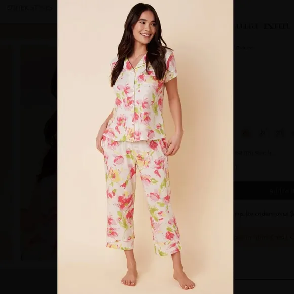 The Cat’s Pajamas Rosalita Floral Printed Pima Knit Capri Set