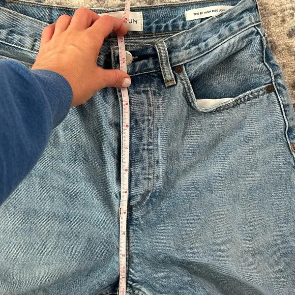 The Denim Forum Women's 25 The BF High Rise Loose 28L Button Fly Denim Jeans