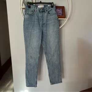 The Denim Forum Women's 25 The BF High Rise Loose 28L Button Fly Denim Jeans