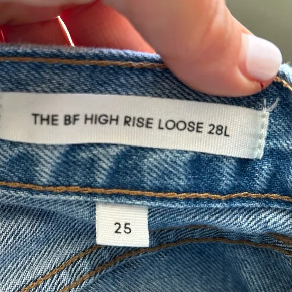 The Denim Forum Women's 25 The BF High Rise Loose 28L Button Fly Denim Jeans