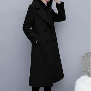 Thickening and Cotton Popular Brown Woolen Coat Women's Mid-length Korean Version Was Thin Autumn and Winter Coat