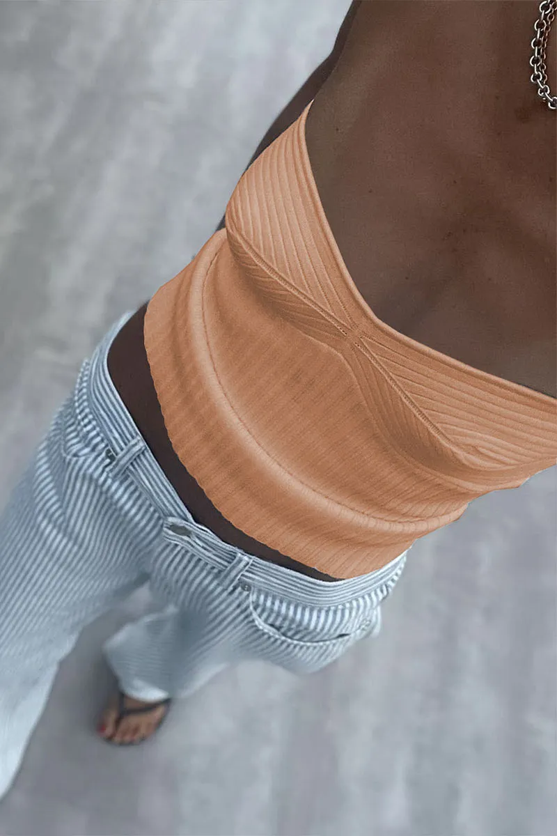 TL638 Solid Color Strapless Crop Top