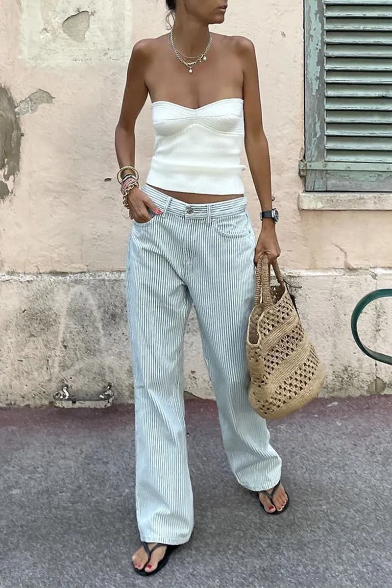TL638 Solid Color Strapless Crop Top
