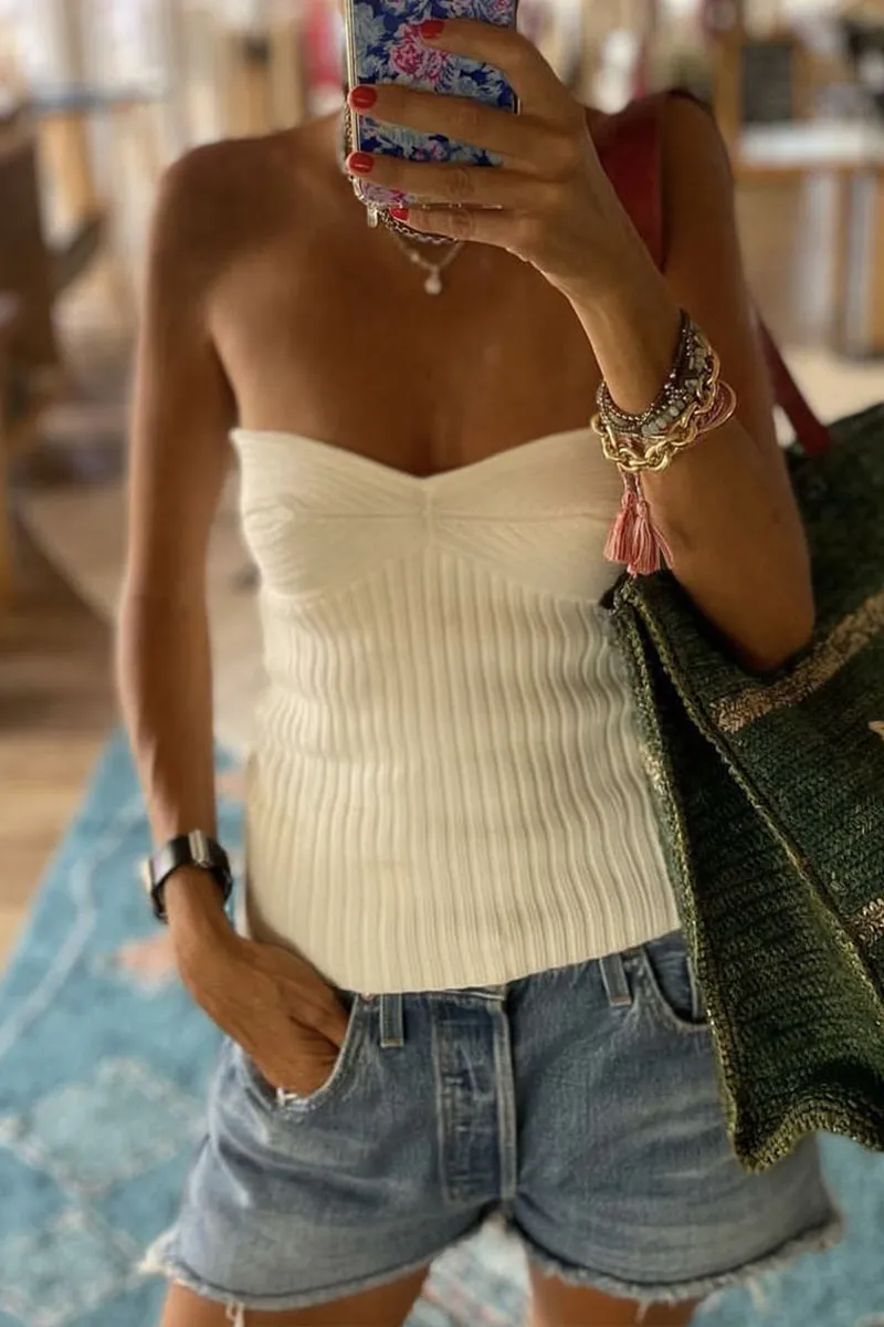 TL638 Solid Color Strapless Crop Top