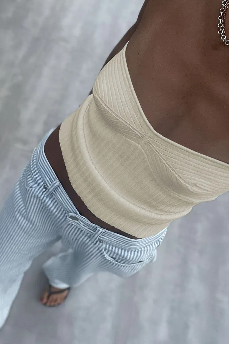 TL638 Solid Color Strapless Crop Top