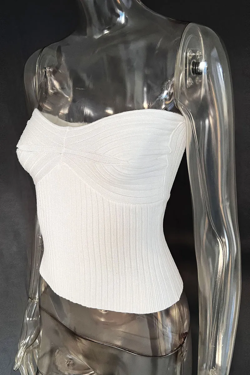 TL638 Solid Color Strapless Crop Top