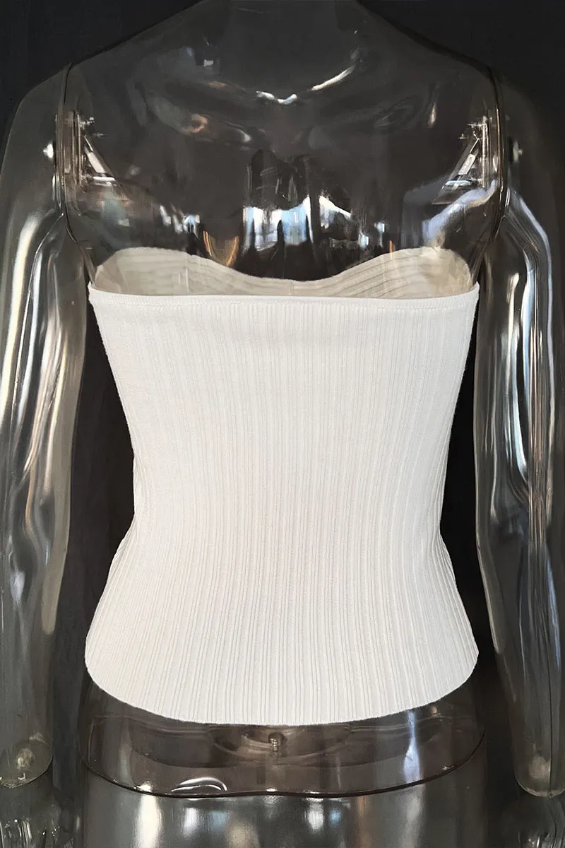 TL638 Solid Color Strapless Crop Top