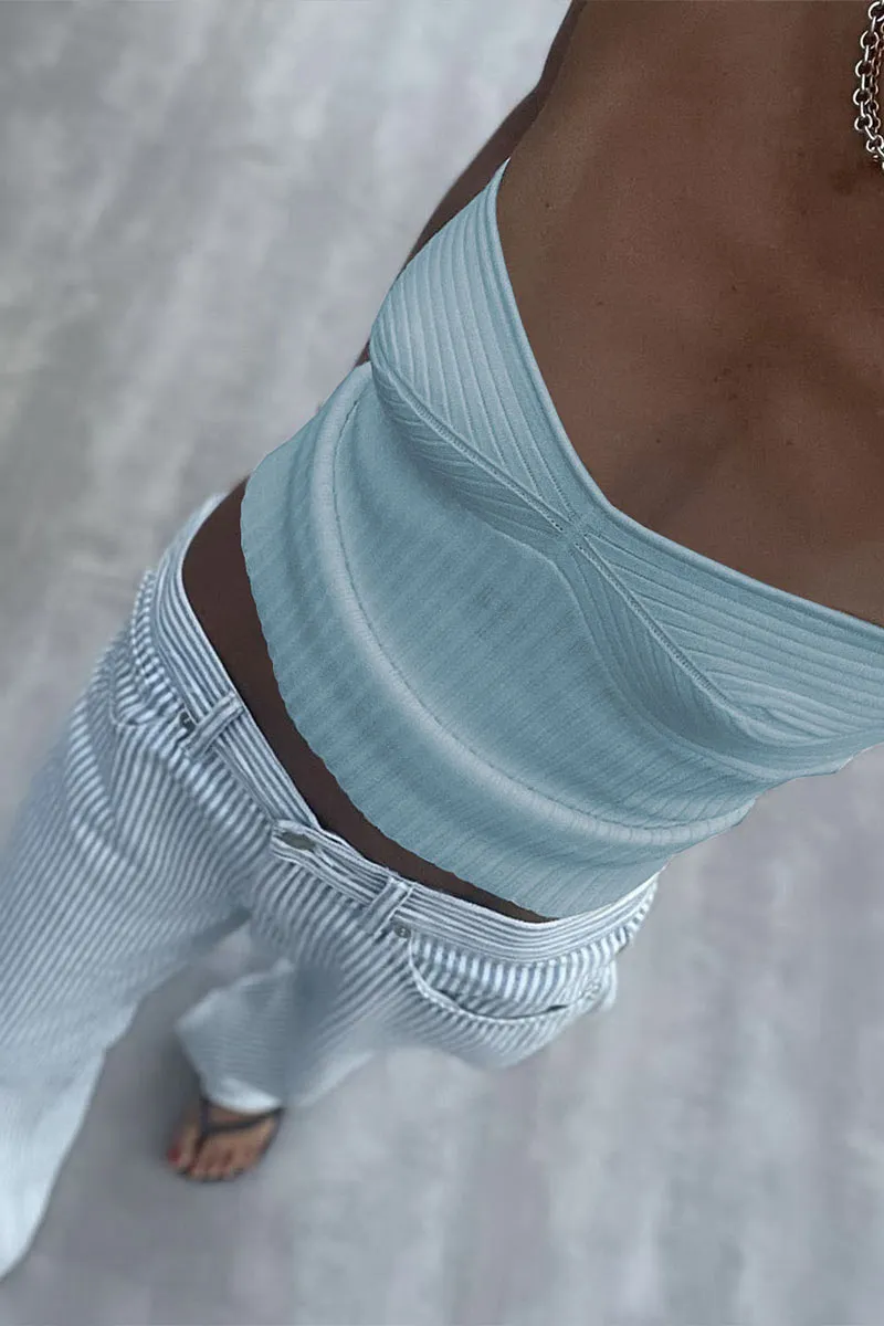 TL638 Solid Color Strapless Crop Top