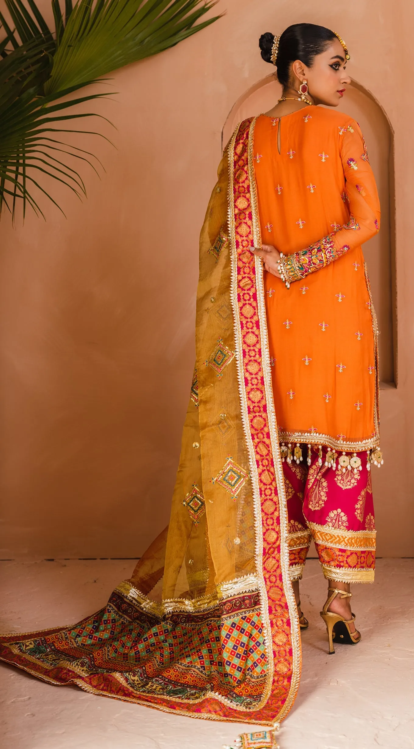 Traditional Dress Pakistani in Orange Shade #PF427