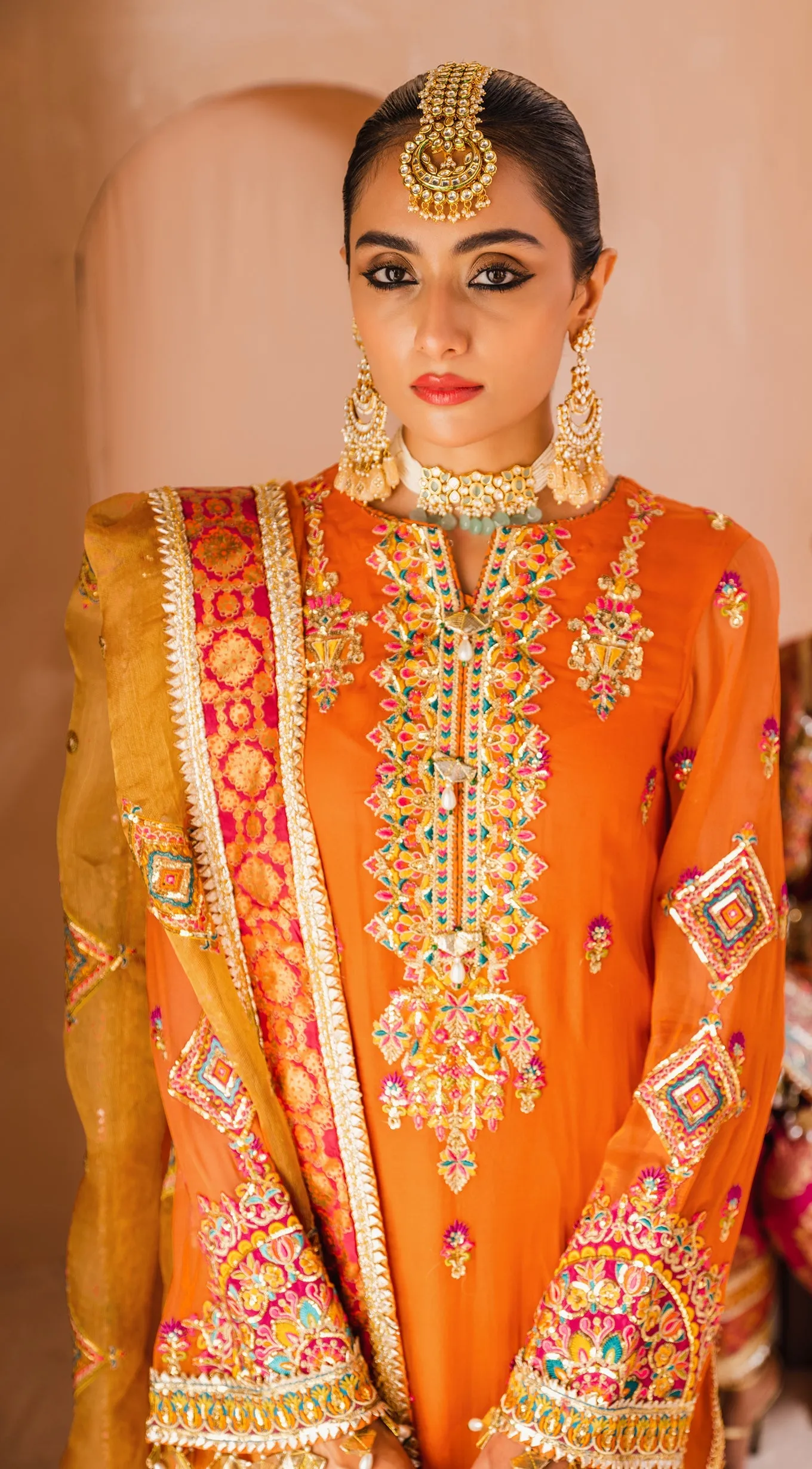 Traditional Dress Pakistani in Orange Shade #PF427