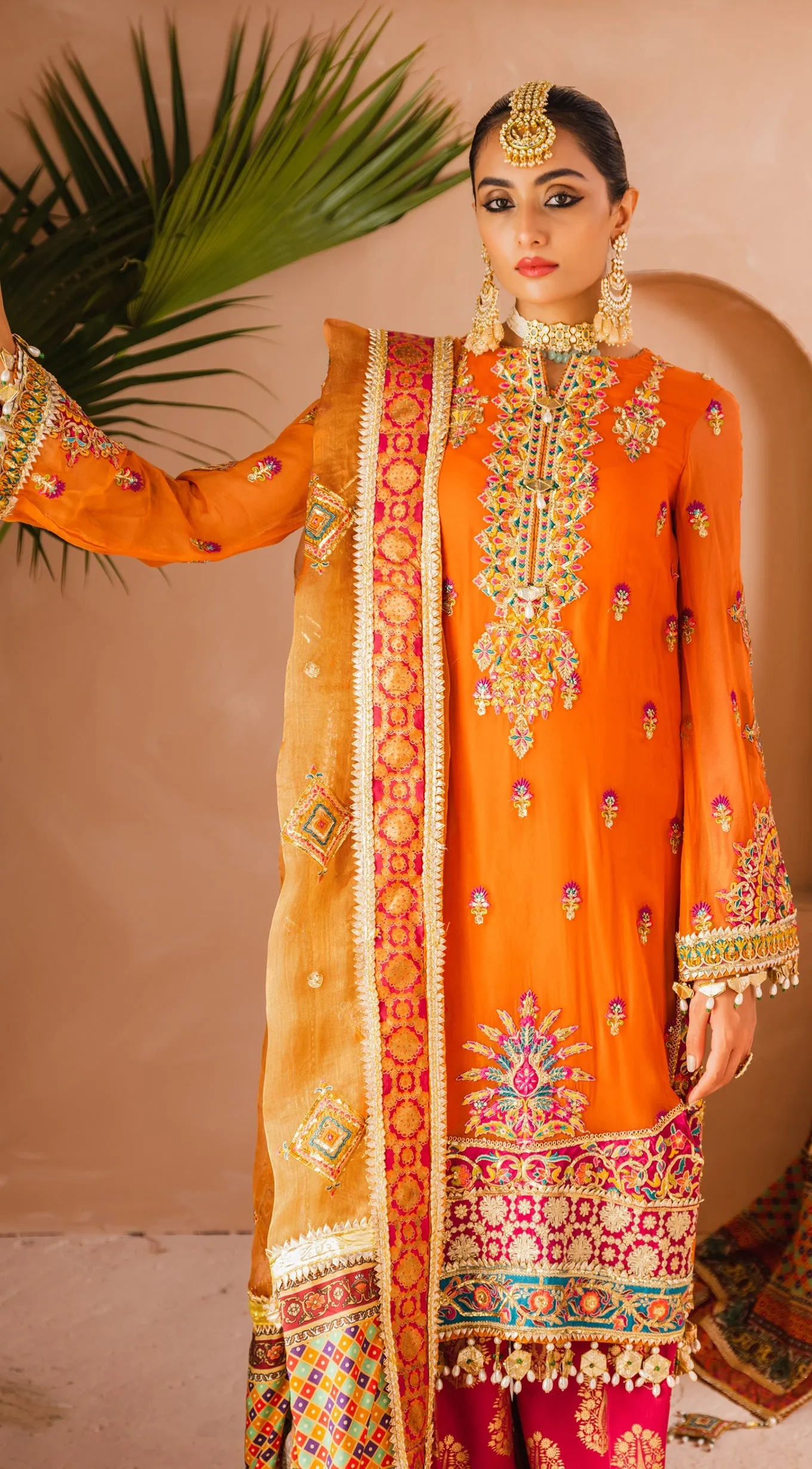 Traditional Dress Pakistani in Orange Shade #PF427