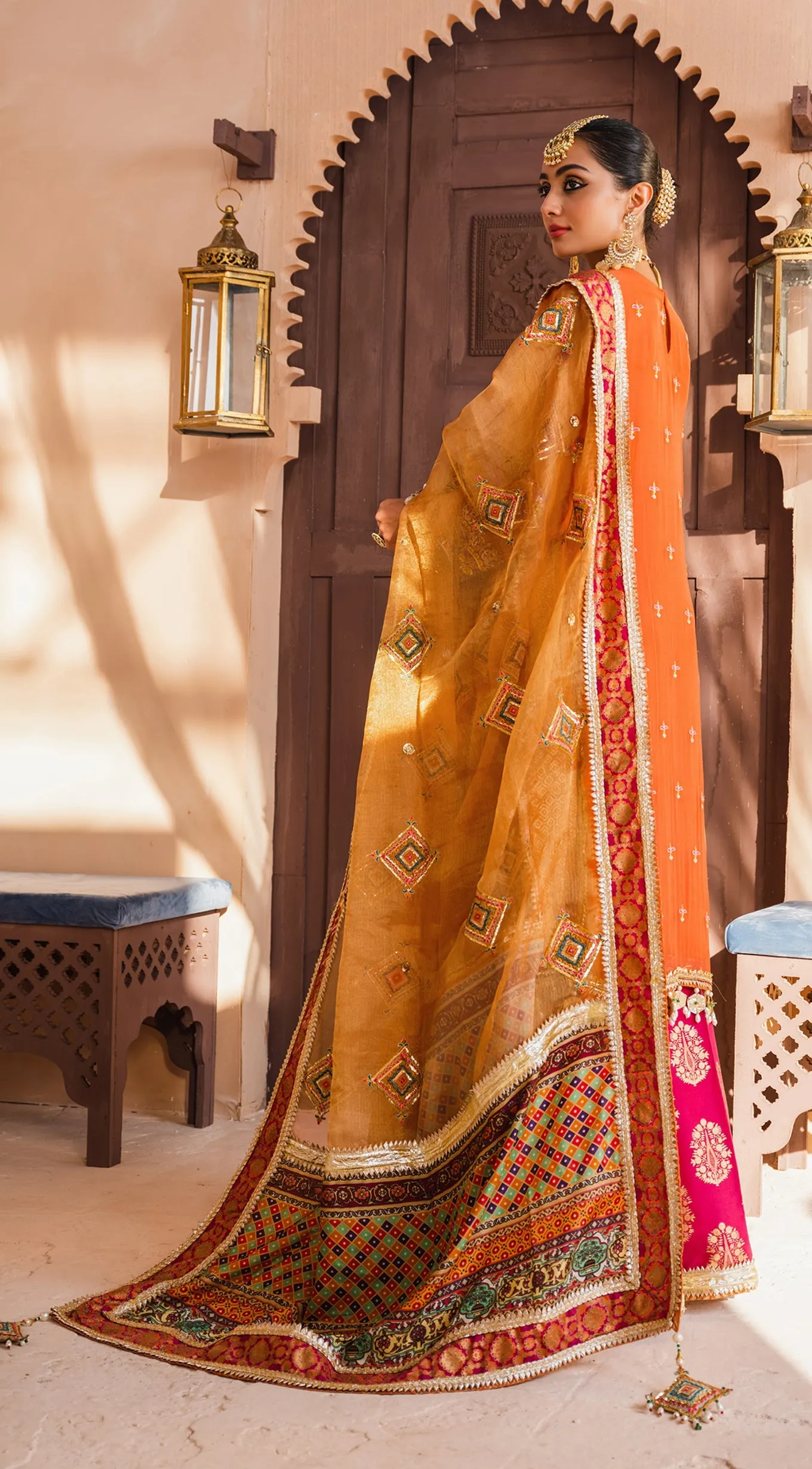 Traditional Dress Pakistani in Orange Shade #PF427