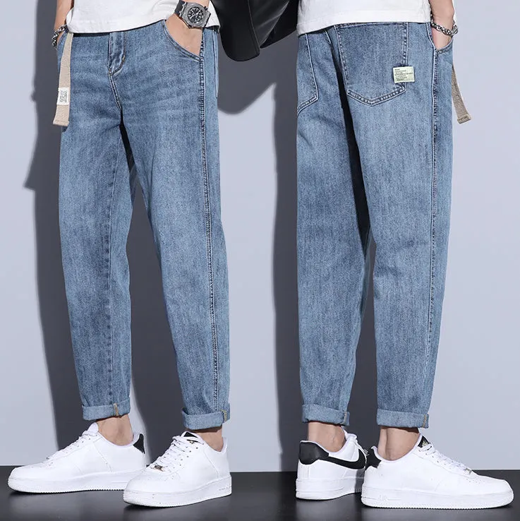 Trendy casual long loose straight jeans