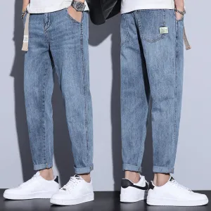 Trendy casual long loose straight jeans