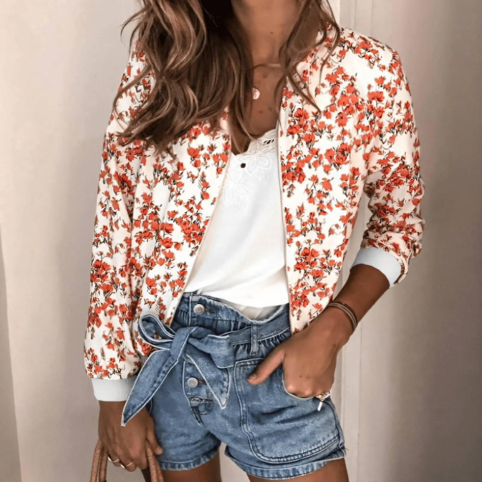 Trendy Floral Bomber Jacket