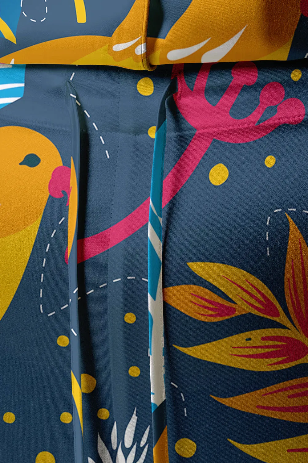Tropic Chirp – Tropical Bird & Leaf Satin Pajama Set