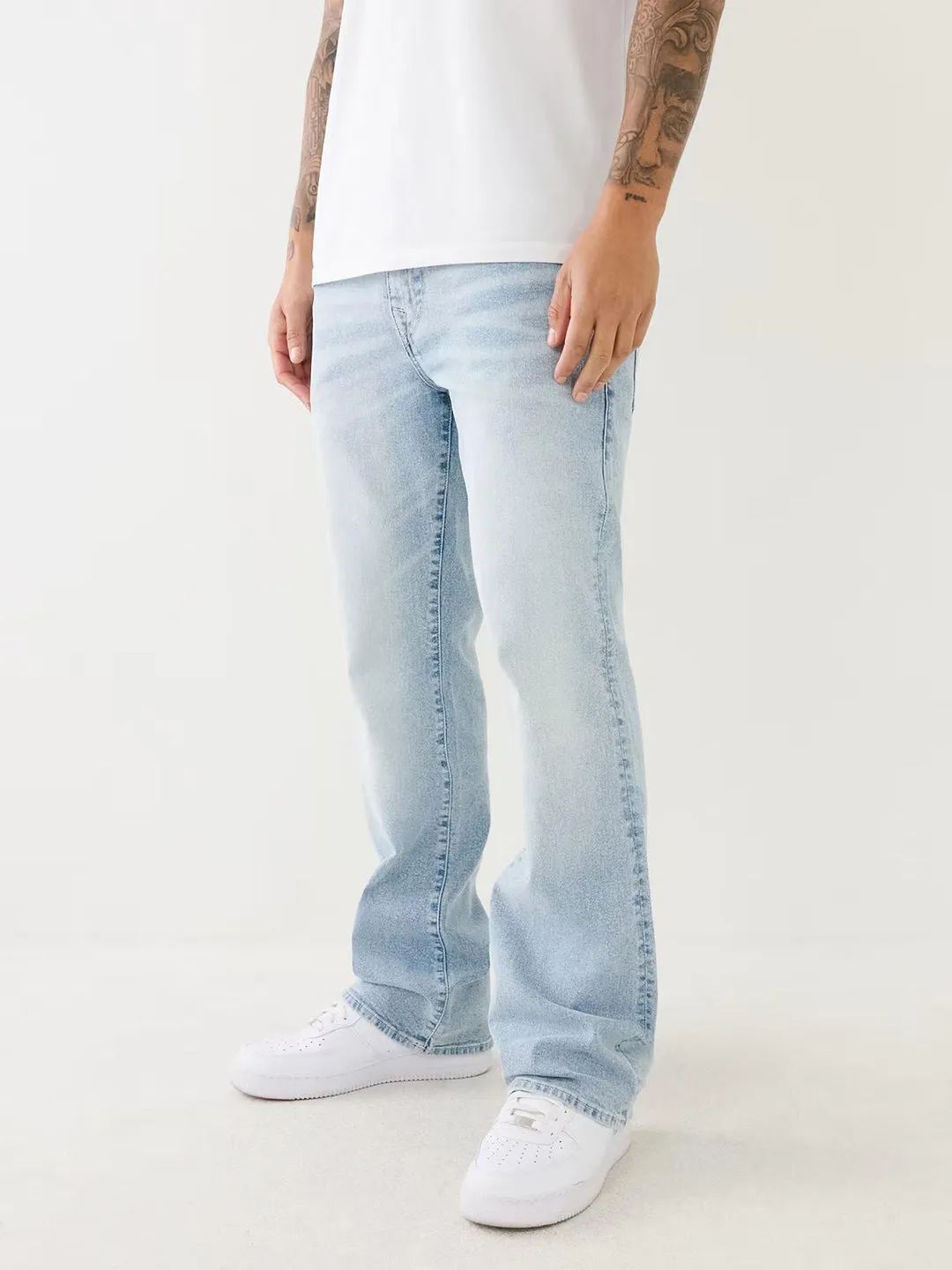 True Religion Mens SN Billy Bootcut Fit Blue Mid Rise Jeans