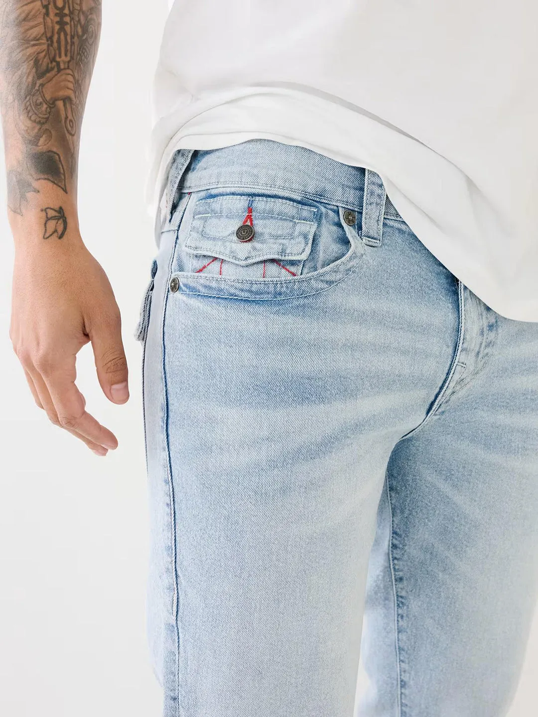 True Religion Mens SN Billy Bootcut Fit Blue Mid Rise Jeans