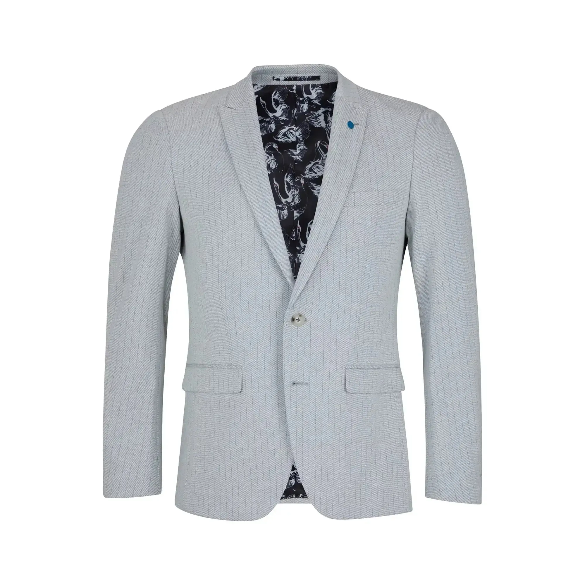Tyler Pinstripe Suit Jacket - Light Grey