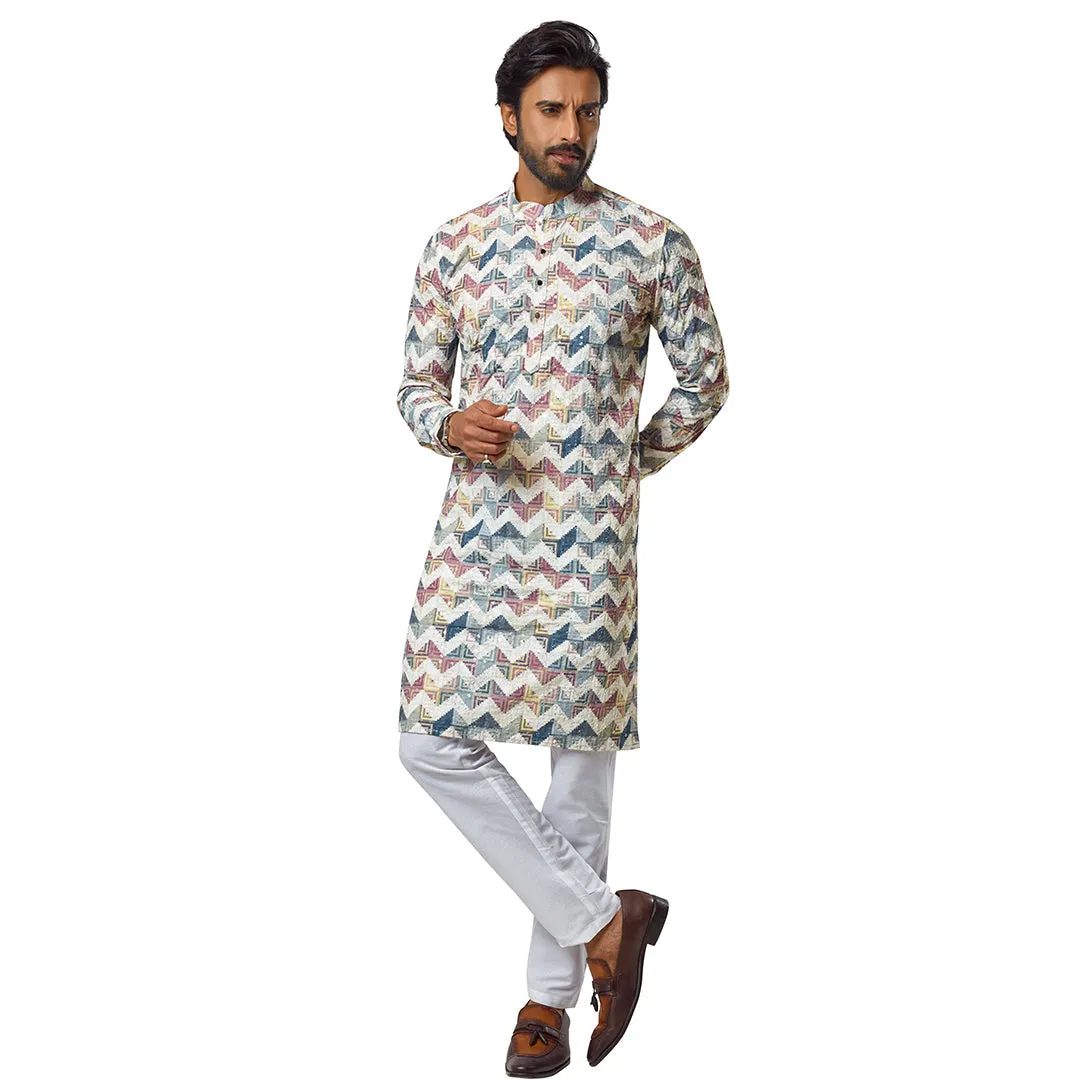 Vibrant  Zigzag Multicolor  Sequence Kurta