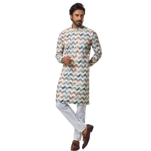 Vibrant  Zigzag Multicolor  Sequence Kurta