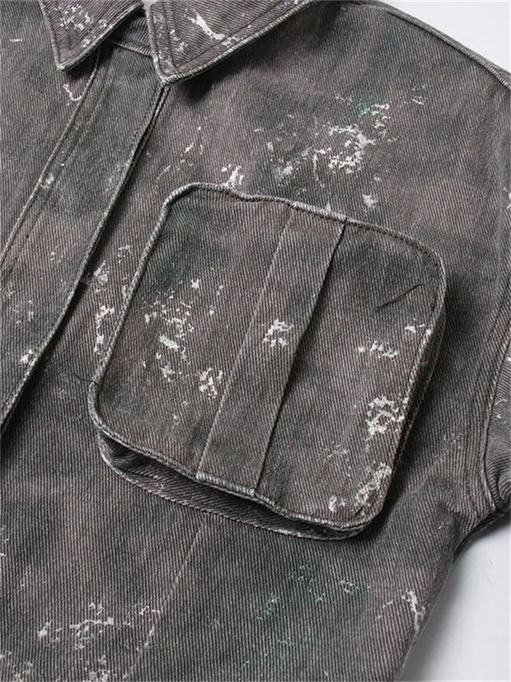 Vintage Grey Camouflage Military Tactical Coat for Women