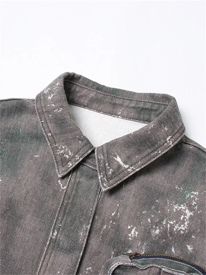 Vintage Grey Camouflage Military Tactical Coat for Women