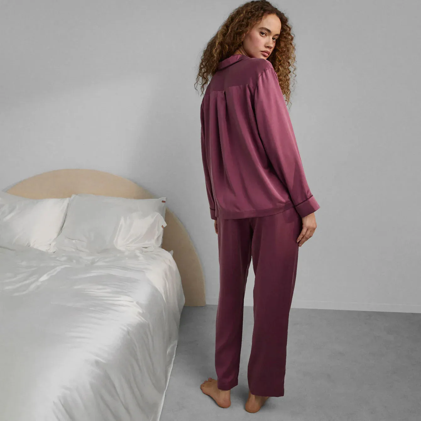 Washable Silk Piped Pant Set