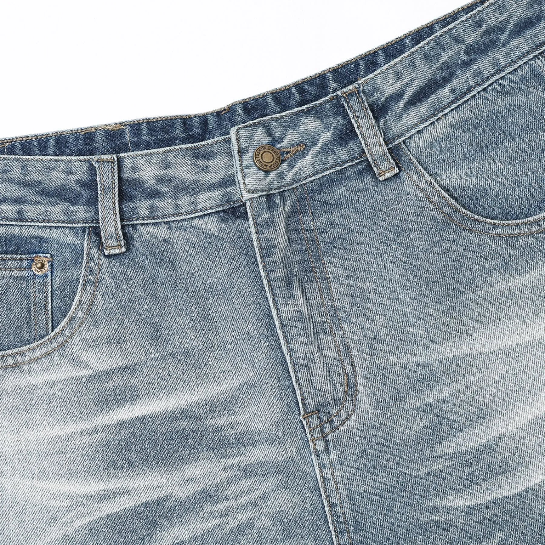 Washed Wrinkles Baggy Jeans