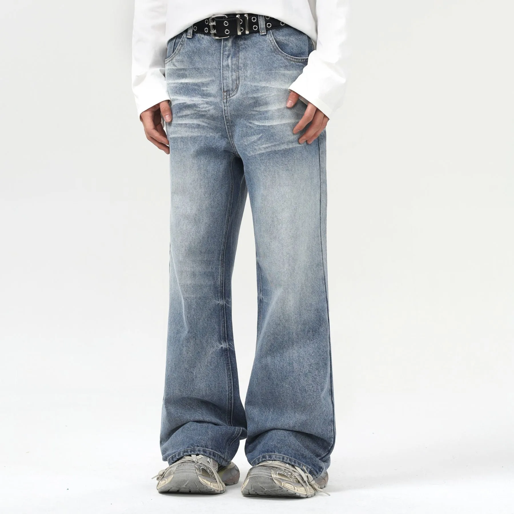 Washed Wrinkles Baggy Jeans