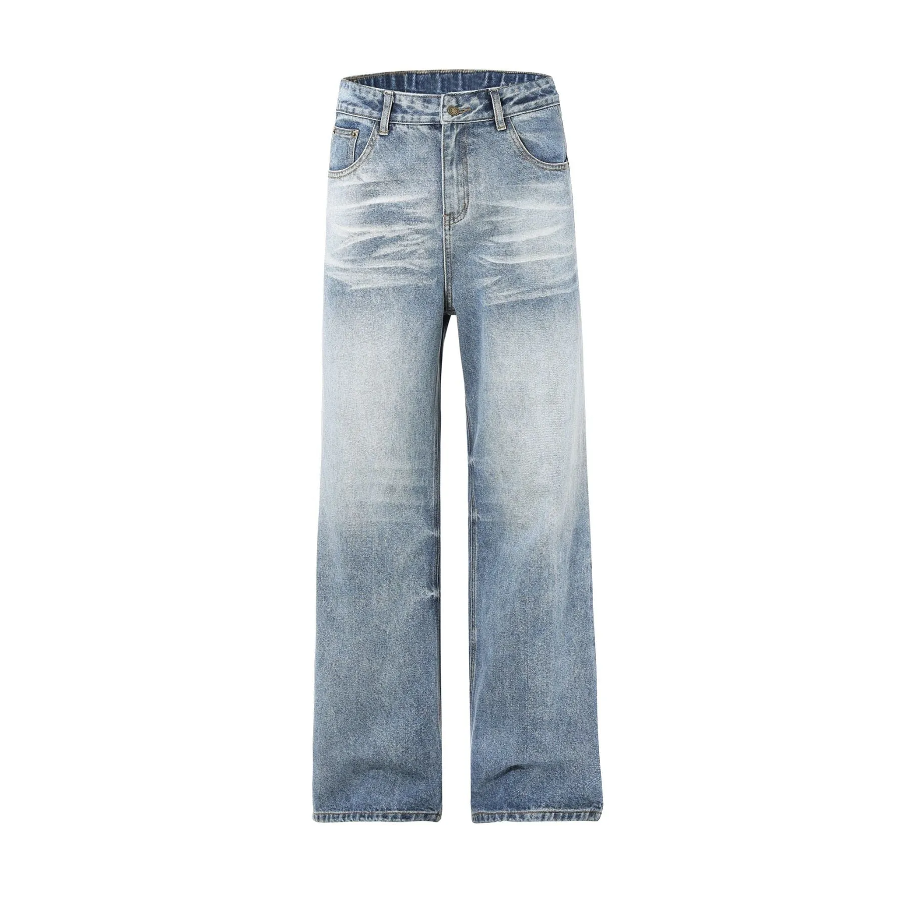 Washed Wrinkles Baggy Jeans
