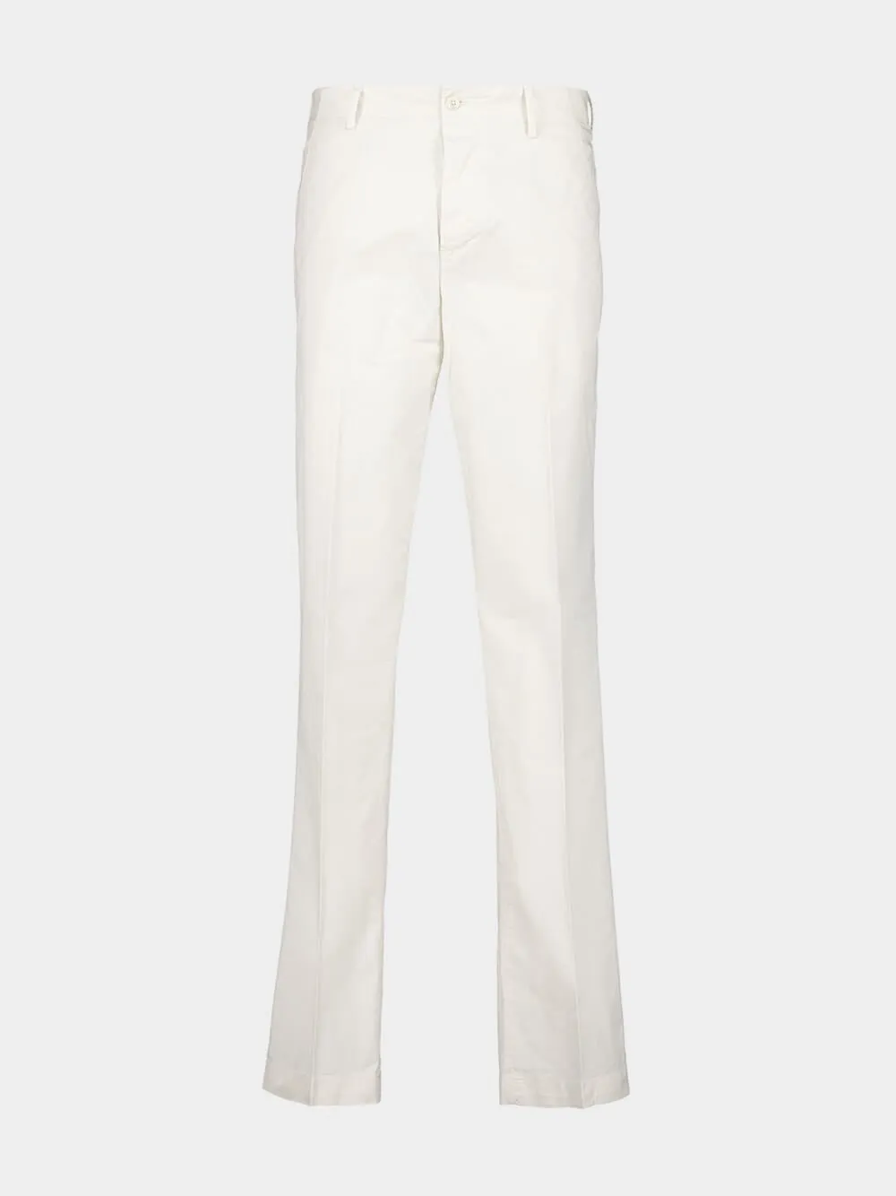 White Regular Fit Cotton Trousers