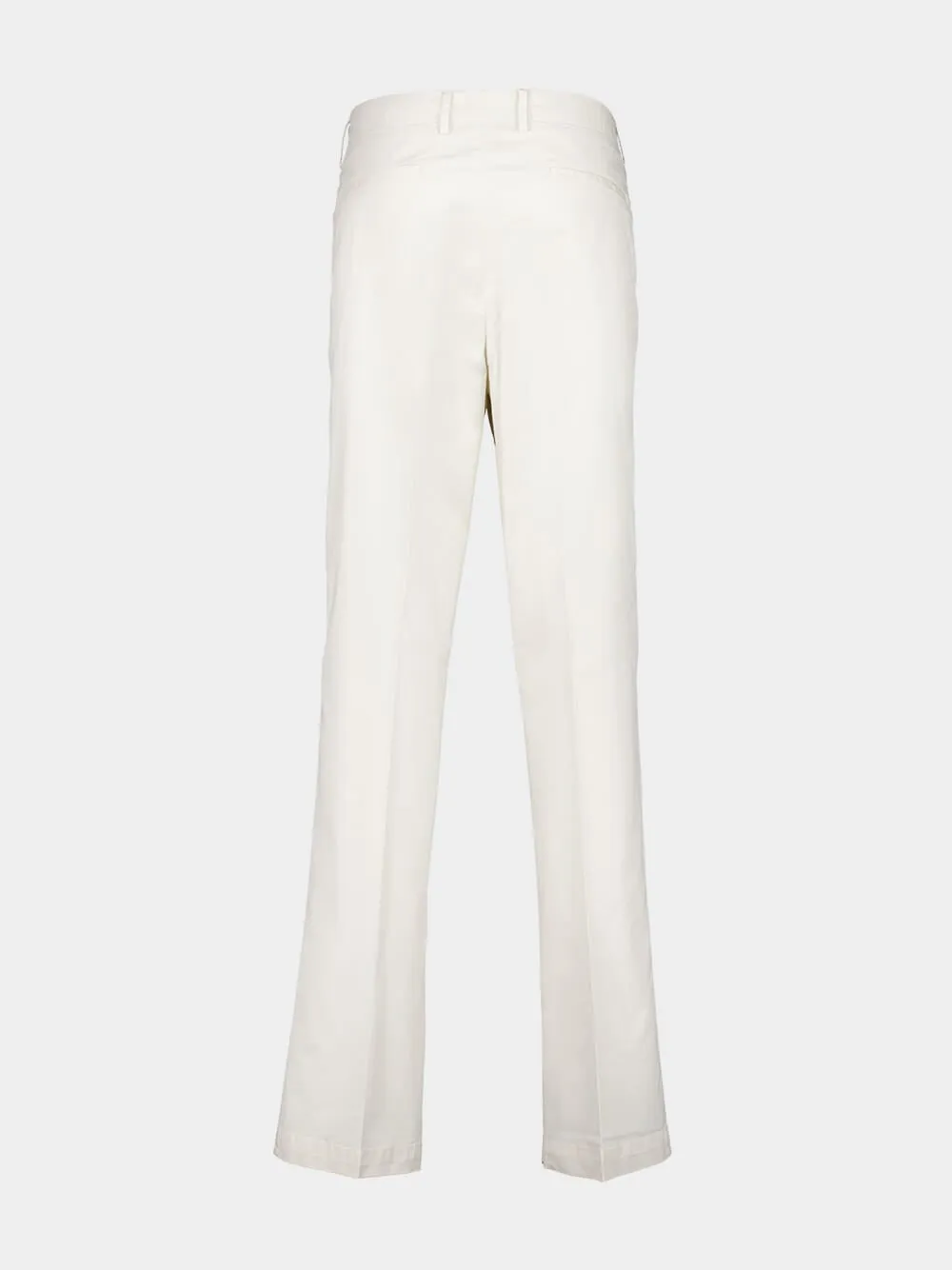 White Regular Fit Cotton Trousers