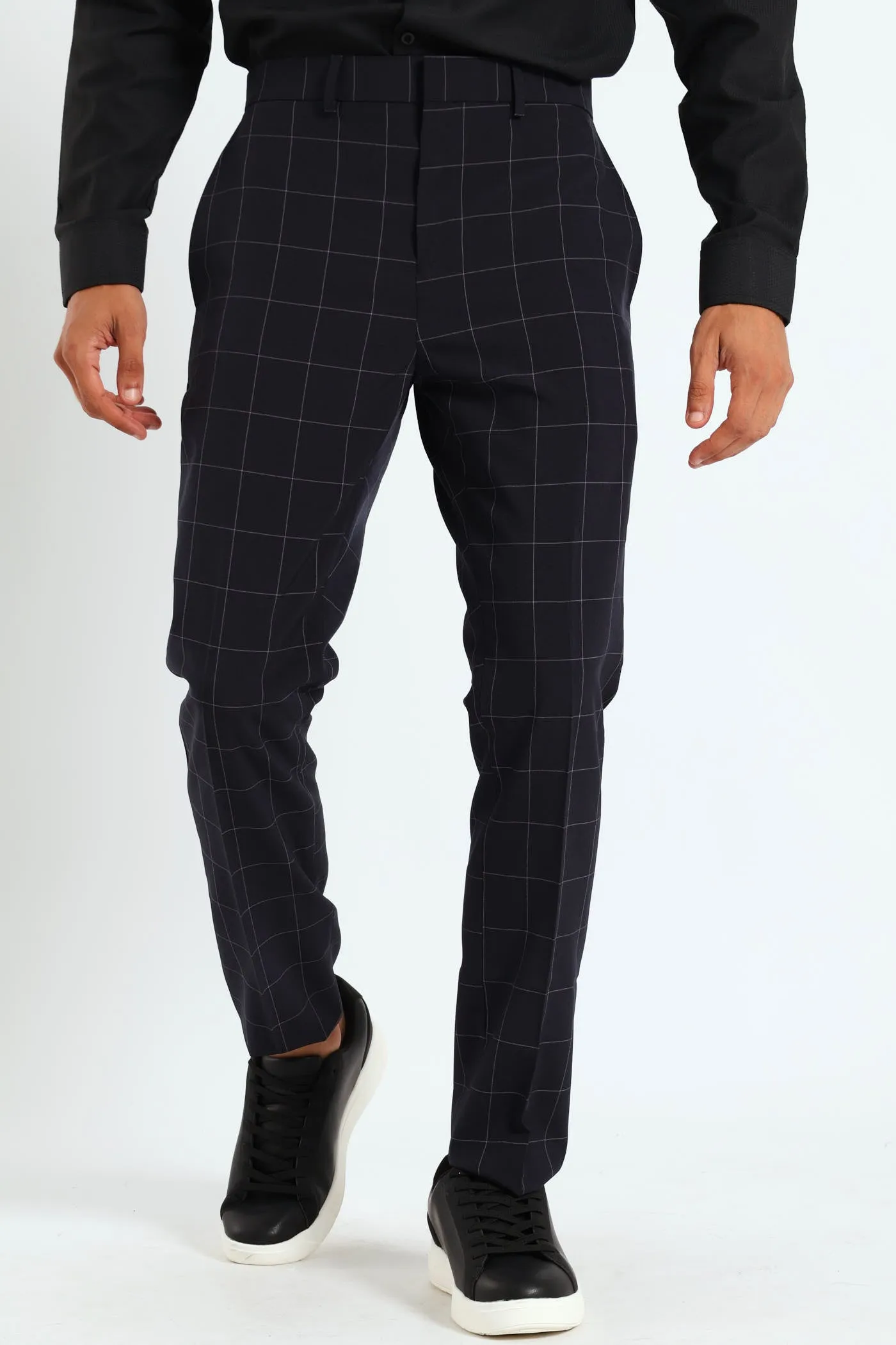 Window Pane Trousers - Navy