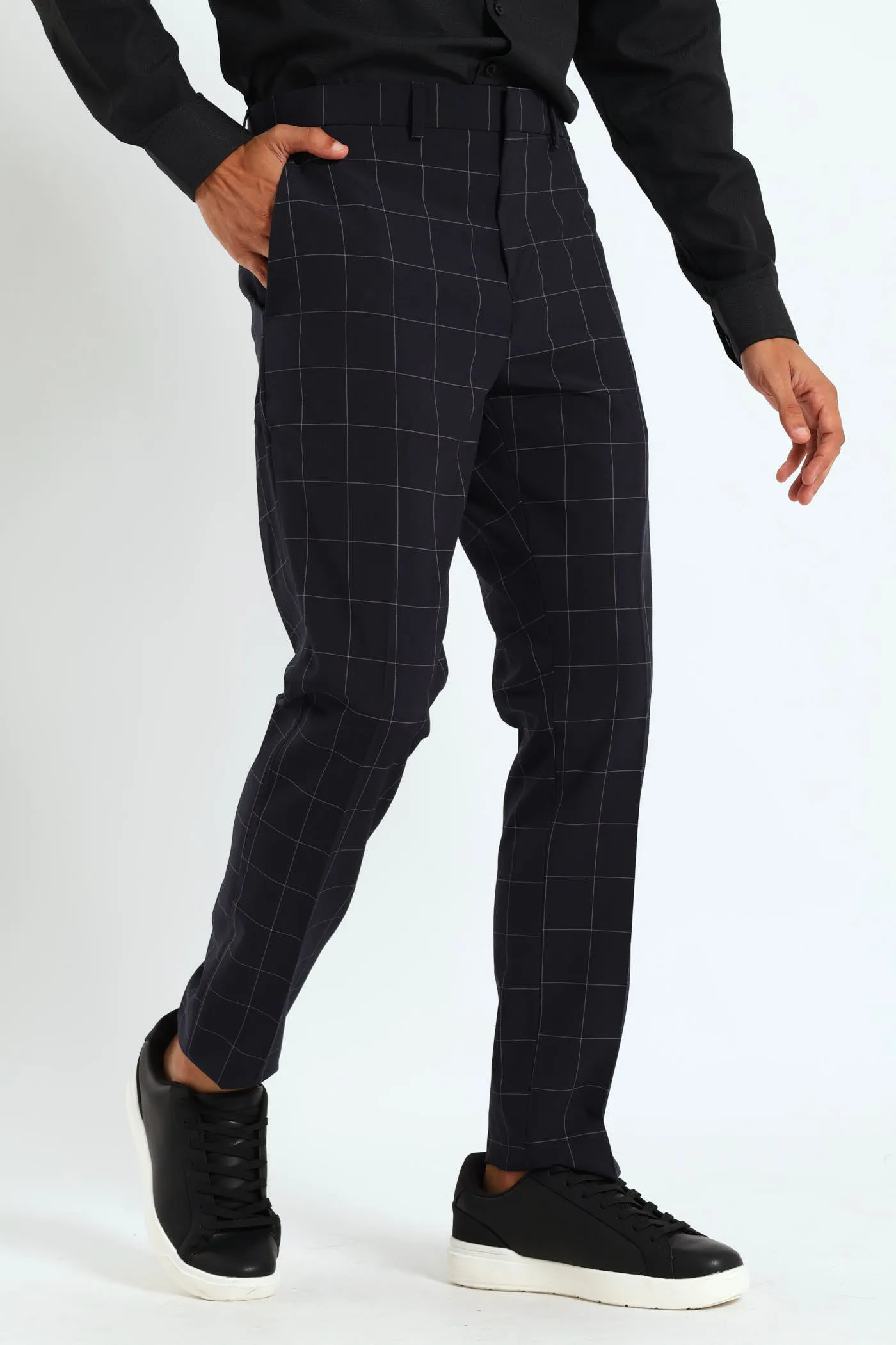 Window Pane Trousers - Navy