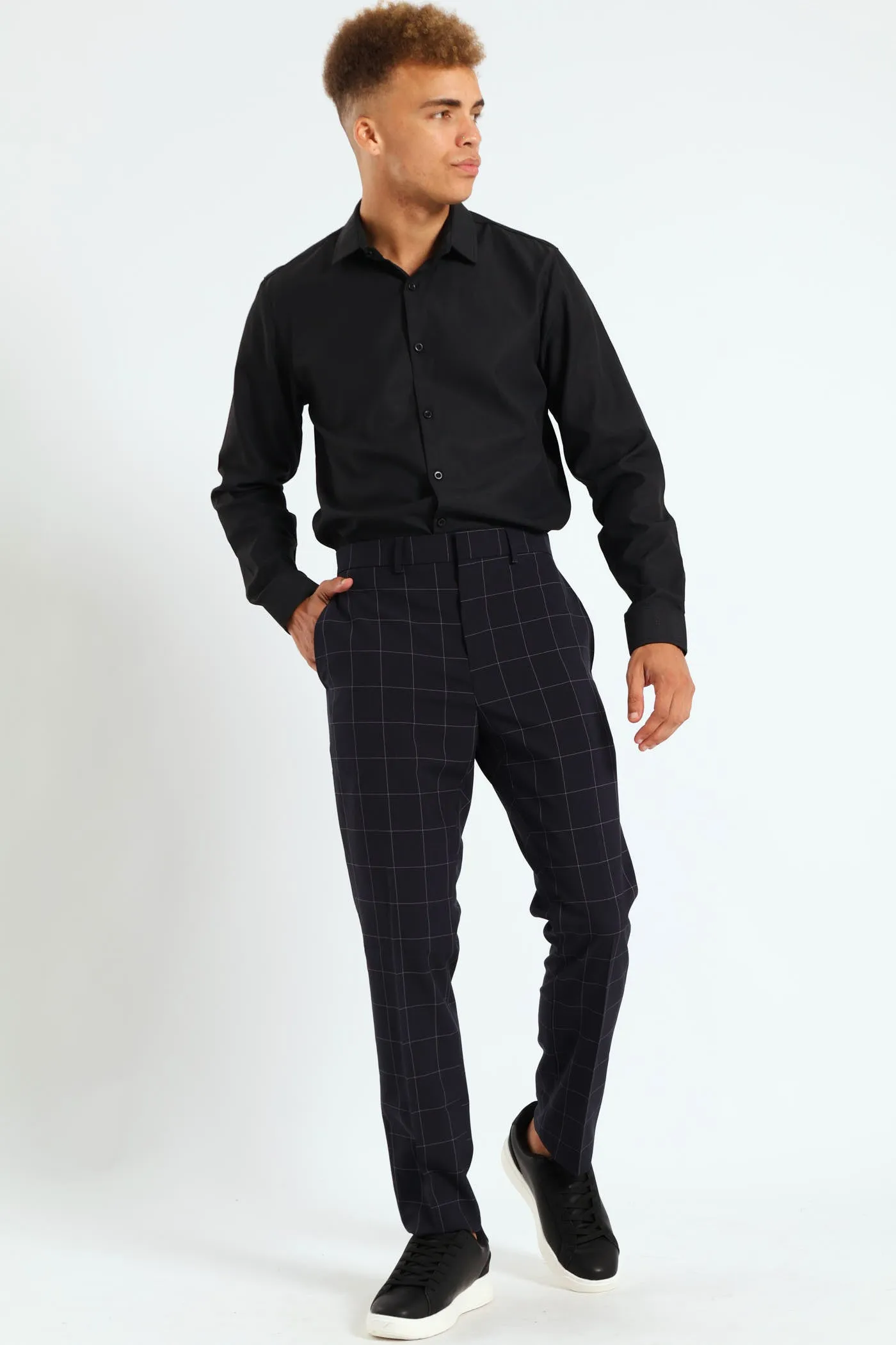 Window Pane Trousers - Navy